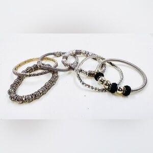 Silver Stretchy Adjustable Women's Bracelet Set of 6 Excellent Condition